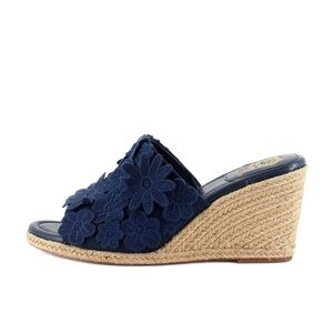 Vince Camuto Navy Floral Wedge Sandals